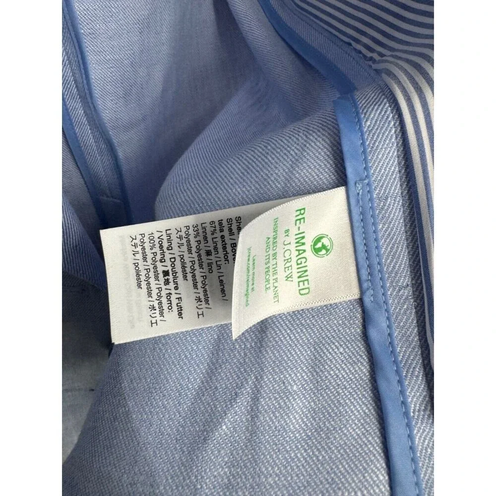 J. Crew Women's Blue Stretch Linen Blend Long Sleeve Bristol Blazer Size 18